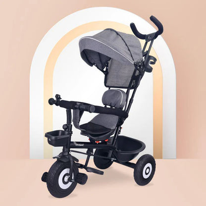 Tiny Toes T40 Plus Tricycle - Rubber Wheels, 360 Rotatable Seat, Adjustable Canopy, Parental Control, Front & Rear Baskets, 1.5-5 years