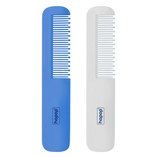 Rounded Teeth Edge Easy Grip Baby Hair Comb blue and white