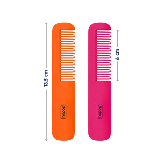 Rounded Teeth Edge Easy Grip Baby Hair Comb orange and pink