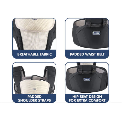 5 in 1 Elegant Hip Seat Baby Carrier BLACK