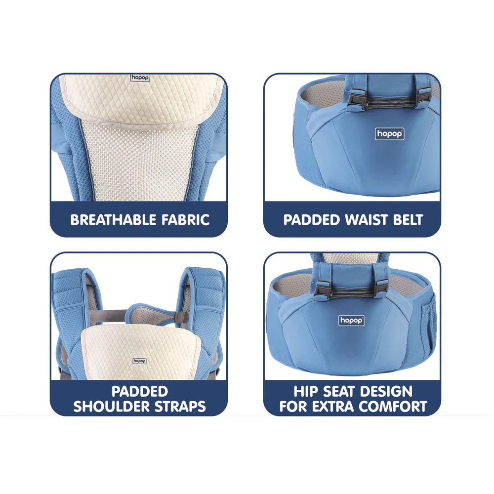 5 in 1 Elegant Hip Seat Baby Carrier BLUE