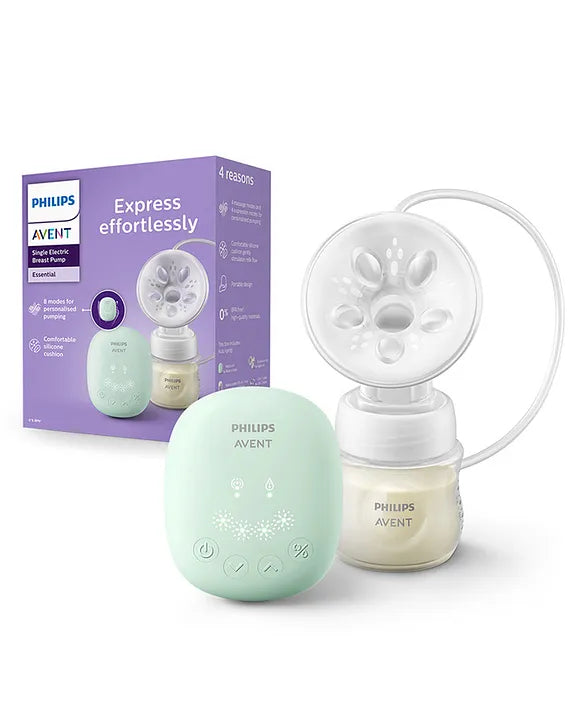 Avent Philips Portable Electric Breast Pump | No.1 Brand Recommended by Moms Worldwide | Soft adaptive Silicon Cushion | One Size Fits all | 4 + 4 Expression and Stimulation settings | Quiet Motor | USB Charging SCF323/11 - White