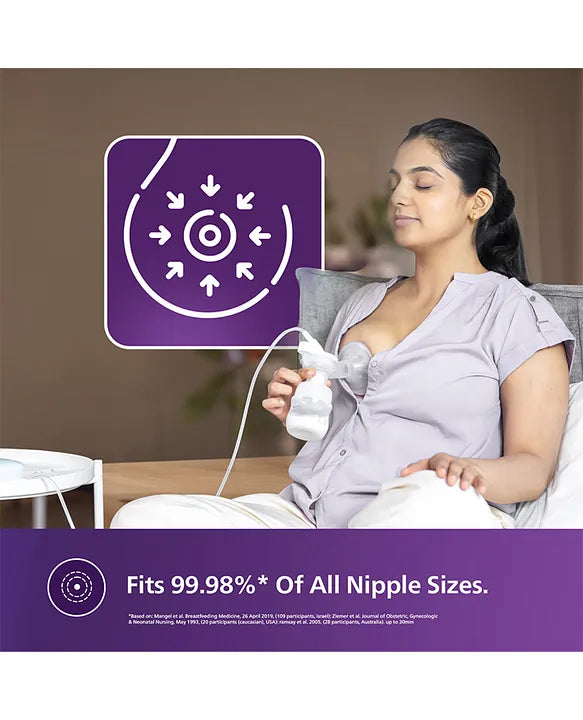 Avent Philips Portable Electric Breast Pump | No.1 Brand Recommended by Moms Worldwide | Soft adaptive Silicon Cushion | One Size Fits all | 4 + 4 Expression and Stimulation settings | Quiet Motor | USB Charging SCF323/11 - White