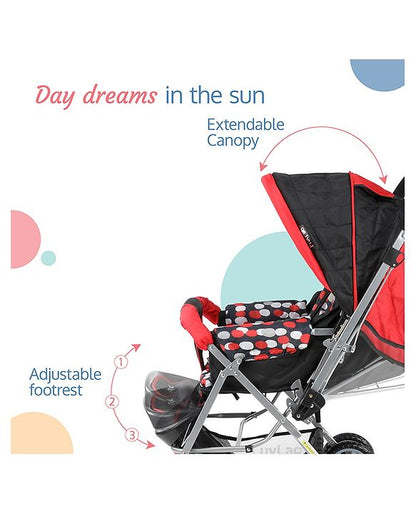 LuvLap Sunshine Baby Stroller New Red & Black - 18182