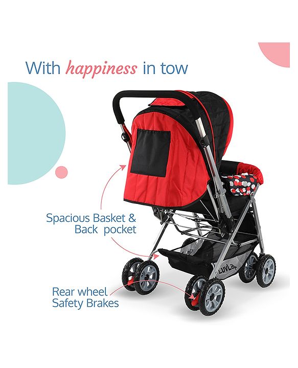 LuvLap Sunshine Baby Stroller New Red & Black - 18182