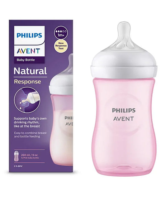 Avent Philips Natural Baby Feeding Bottle | No.1 Brand Recommended by Moms Worldwide | Ideal for 1 months+| Natural Response Technology Mimics Breastfeeding | Uniquely Designed Nipple releases milk only when baby drinks | Pack of 1 | Pink | SCY903/11