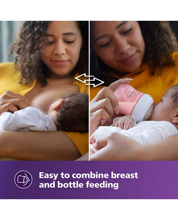 Avent Philips Natural Baby Feeding Bottle | No.1 Brand Recommended by Moms Worldwide | Ideal for 1 months+| Natural Response Technology Mimics Breastfeeding | Uniquely Designed Nipple releases milk only when baby drinks | Pack of 1 | Pink | SCY903/11