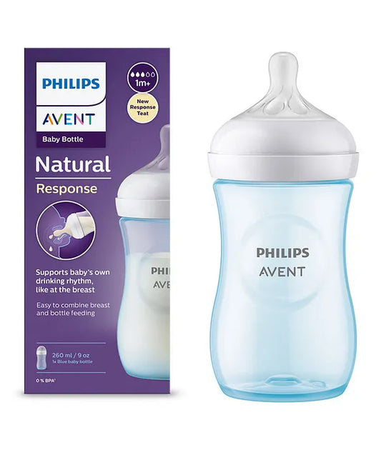 Avent Philips Blue Natural Baby Feeding Bottle | No.1 Brand Recommended by Moms Worldwide | Ideal for 1 months+| Natural Response Technology Mimics Breastfeeding | Uniquely Designed Nipple releases milk only when baby drinks | Pack of 1 | Blue | SCY9