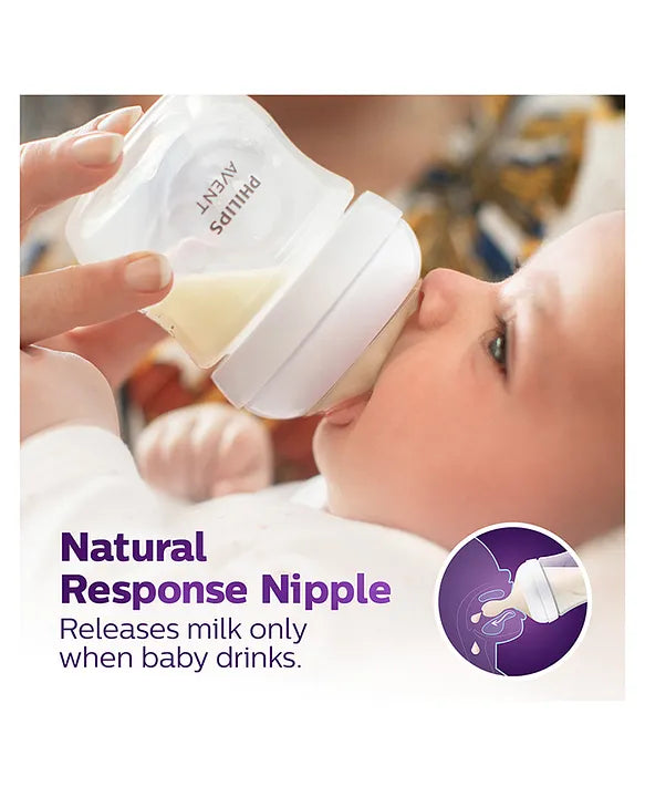 Avent Philips Natural Response Bottle Teat Baby Bottle Flow 2 Teats for Newborn Babies BPA Free - Pack of 2 0M+