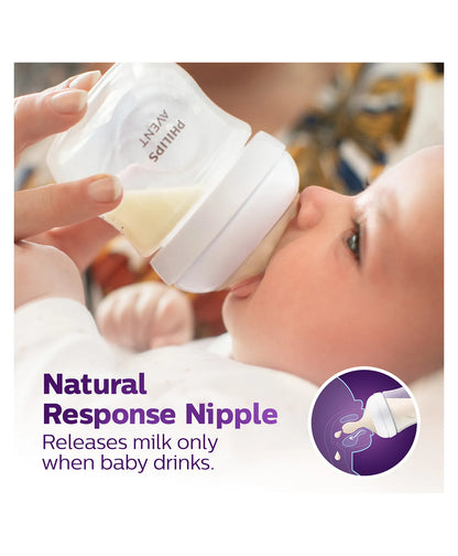 Avent Philips Natural Response Bottle Teat Baby Bottle Flow 4 Teats for Babies BPA Free - Pack of 2 3M+