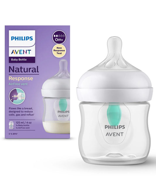 Avent Philips Natural Baby Feeding Bottle with AirFree Vent | No.1 Brand Recommended by Moms Worldwide | Ideal for 0 months+| Natural Response Technology Mimics Breastfeeding | Uniquely Designed Nipple releases milk only when baby drinks | Pack of 1