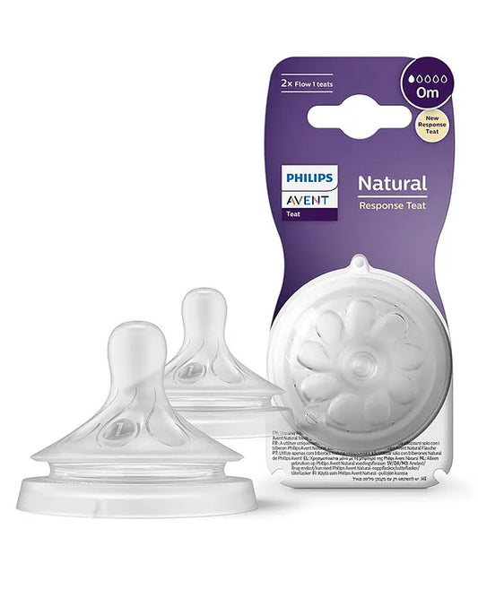 Avent Philips Natural Response Baby Bottle Teat Flow 1 Teats for Newborn Babies BPA Free - Pack of 2 0M