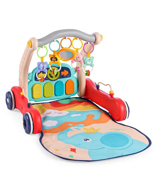 URBAN TOTS 2 in 1  Musical Baby Play Gym with Convertible Push Walker| Walker with Play Piano, Lights, Rattles & Tummy Time Mat for 2 Months+ Babies| 3 Play Modes Interactive Learning Toy for Kids| Sit to Stand Multi Activity Walker|