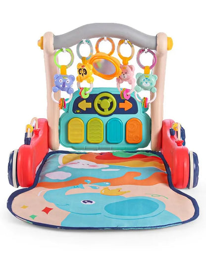 URBAN TOTS 2 in 1  Musical Baby Play Gym with Convertible Push Walker| Walker with Play Piano, Lights, Rattles & Tummy Time Mat for 2 Months+ Babies| 3 Play Modes Interactive Learning Toy for Kids| Sit to Stand Multi Activity Walker|