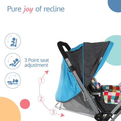 Sunshine Baby Stroller/Pram for 0 to 3 Years, New Born/Toddler/Kid, 5 Point Safety Harness, Adjustable backrest, 360° Swivel Wheel, Large Storage Basket, Reversible Handlebar (Teal)