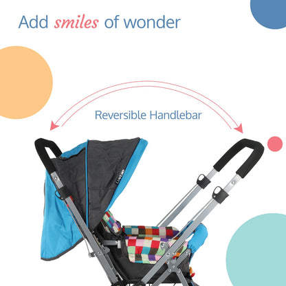 Sunshine Baby Stroller/Pram for 0 to 3 Years, New Born/Toddler/Kid, 5 Point Safety Harness, Adjustable backrest, 360° Swivel Wheel, Large Storage Basket, Reversible Handlebar (Teal)
