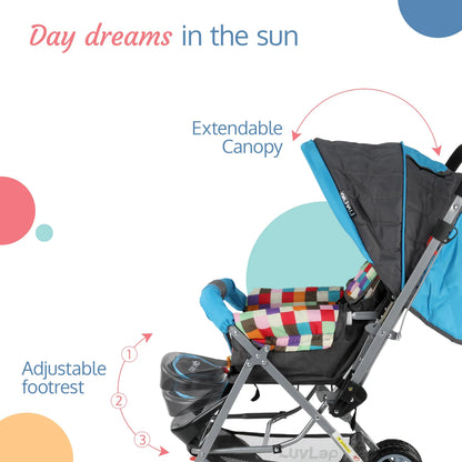 Sunshine Baby Stroller/Pram for 0 to 3 Years, New Born/Toddler/Kid, 5 Point Safety Harness, Adjustable backrest, 360° Swivel Wheel, Large Storage Basket, Reversible Handlebar (Teal)