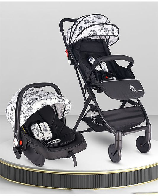 R for Rabbit Pocket Lite Travel System Baby Stroller & Pram & Infant Car Seat with Compact Fold - Black