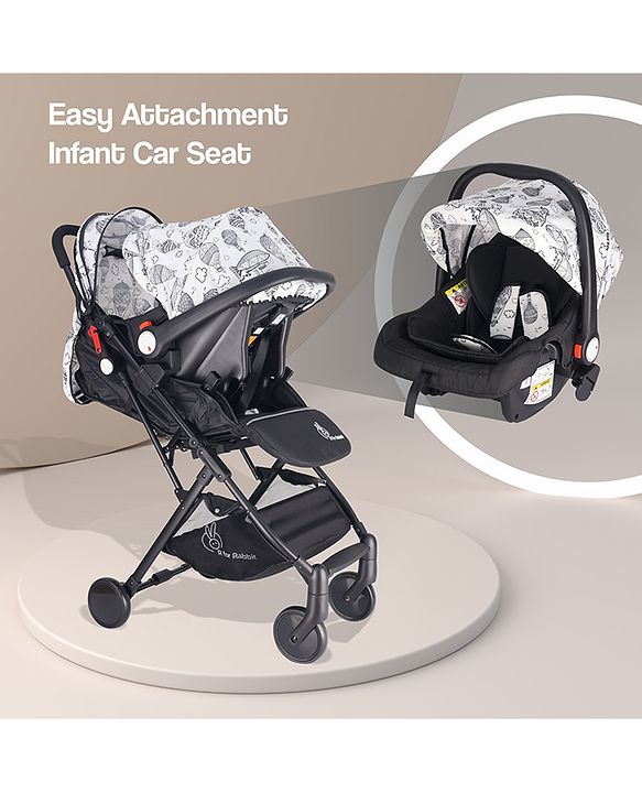 R for Rabbit Pocket Lite Travel System Baby Stroller & Pram & Infant Car Seat with Compact Fold - Black