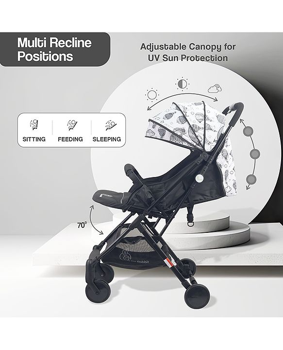 R for Rabbit Pocket Lite Travel System Baby Stroller & Pram & Infant Car Seat with Compact Fold - Black