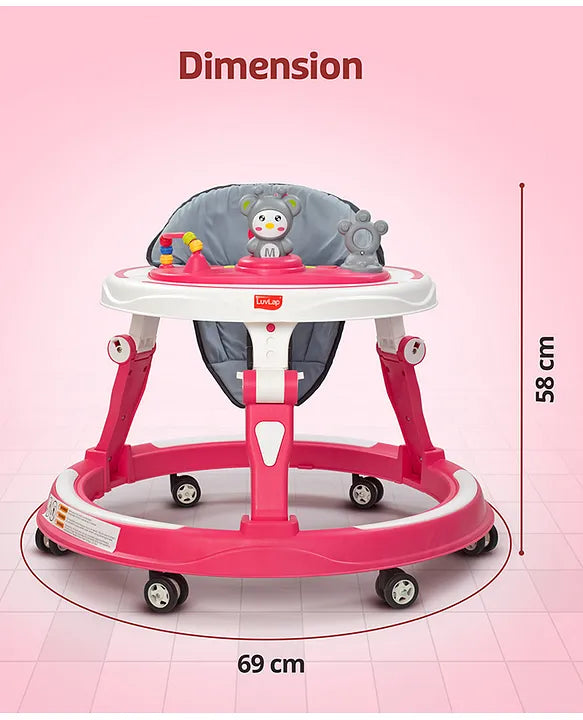 Luv Lap 360° Baby Walker with 3 Level Height Adjustment & Switchable Food & Musical Toy Tray