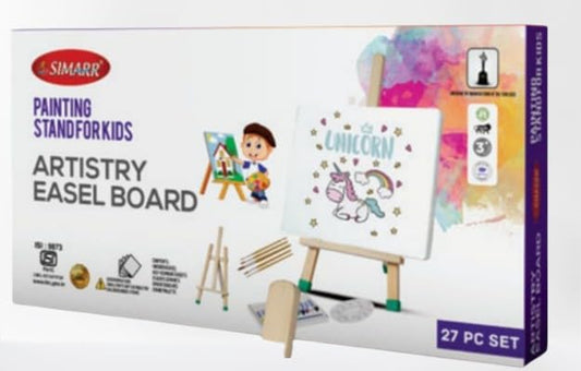 Artistry Easel Board for Kids - Single-Sided Drawing Surface | Height Adjustable | Includes Sheet and bruses | Ideal for Creative Learning and Fun Art Activities