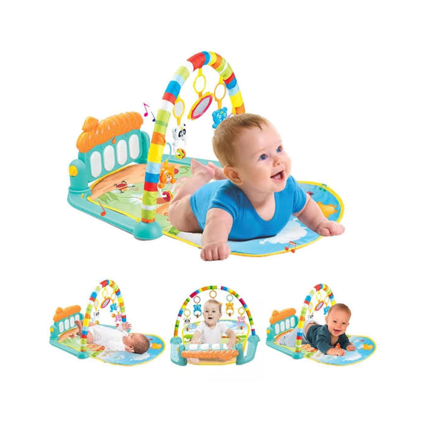 URBAN TOYS Baby Play Mat Gym With Multi-Function Musical Keyboard, Hanging Rattles, And Lights-Perfect Newborn Gift For Cognitive, Motor, And Sensory Development,1 Count