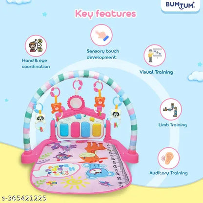 Baby STAR TOYS Piano Play Mat Gym & Fitness Rack With Hanging Rattles Keyboard With Music  (Multicolor)