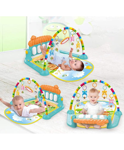 URBAN TOYS Baby Play Mat Gym With Multi-Function Musical Keyboard, Hanging Rattles, And Lights-Perfect Newborn Gift For Cognitive, Motor, And Sensory Development,1 Count