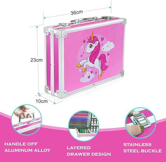 45 Pieces Art Set for Kids with Unicorn Theme Storage Case, Art and Craft Supplies Kit for Drawing and Painting with Oil Pastel, Water Color, Color Pencils, Sketch Pen (Unicorn Design-Pink)