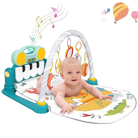 URBAN TOTS Baby Play Mat with Bluetooth Musical Bluetooth Piano Kick Keyboard and Hanging Toys for 0–36 Months Interactive Baby Gym Mat for Boys and Girls