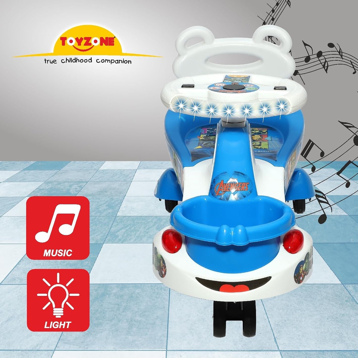 Toyzone Eco Avengers Magic Car ,Swing Car ,Ride-on with Front Basket