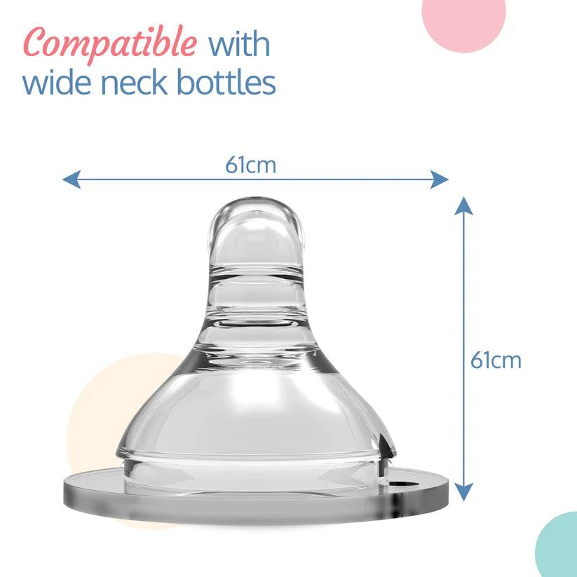 Anti-Colic Natura Flo Teat/Nipple for Wide Neck Bottle, 2pcs, Variable Flow 9m+