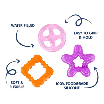 Hopop Multi Textured, Water Filled Cooling Teether (Star, Pack Of 3)