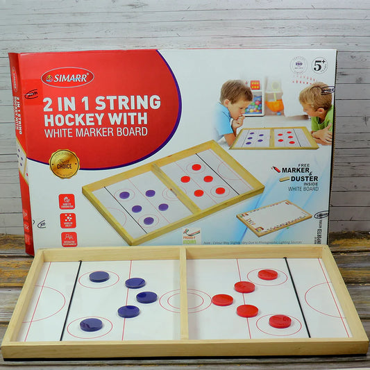 2 in 1 Wooden String Hockey Tabletop Game (BIG) with White Board & Marker