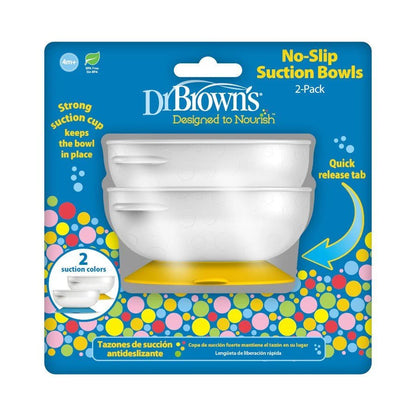 Dr.Brown's No-Slip Suction Bowls 2-Pack- Blue & Yellow