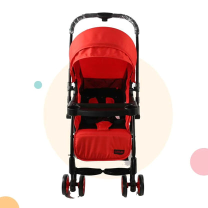 Luvlap Sunny Stroller/Pram with Reversible Handlebar, 5 Point Harness, 3 Level Recline Adjustment, Compact and Easy Fold, for Newborn Baby/Kids, 0-3 Years (Red)